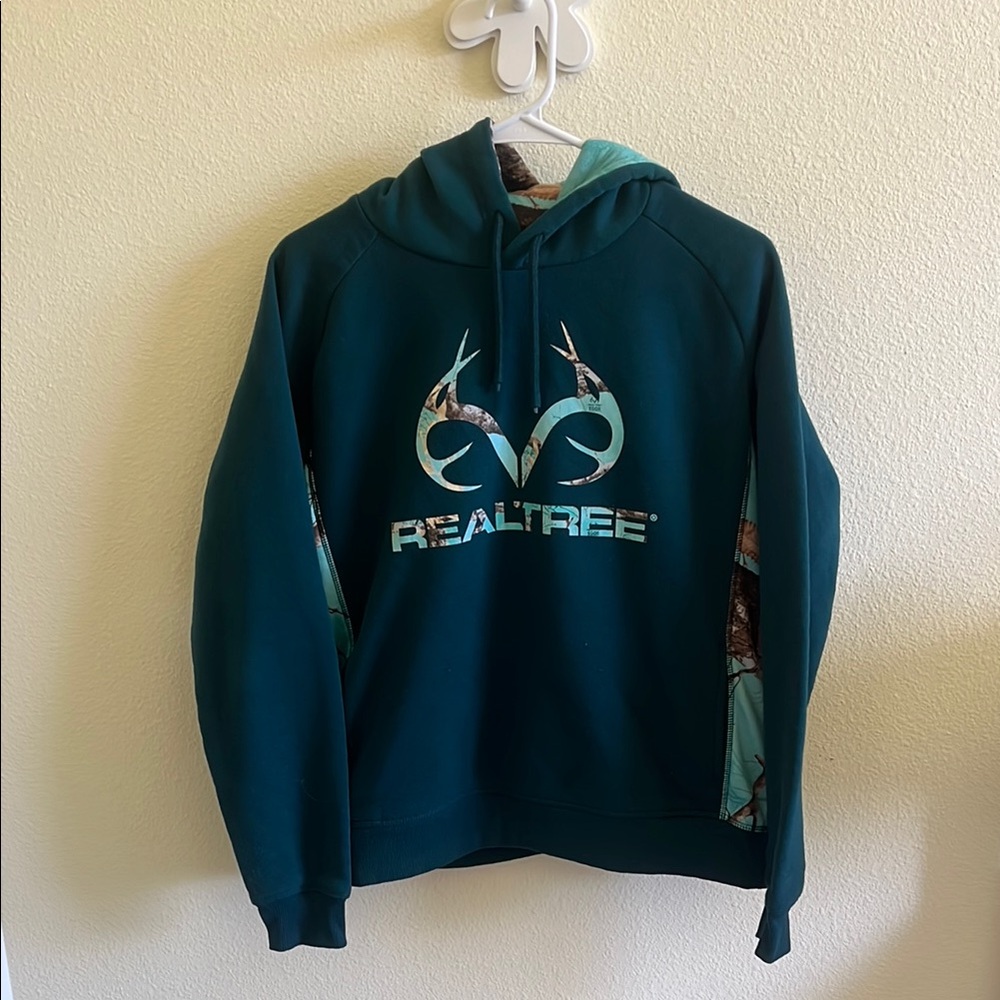 Realtree Dark Teal Hoodie with Camo Details